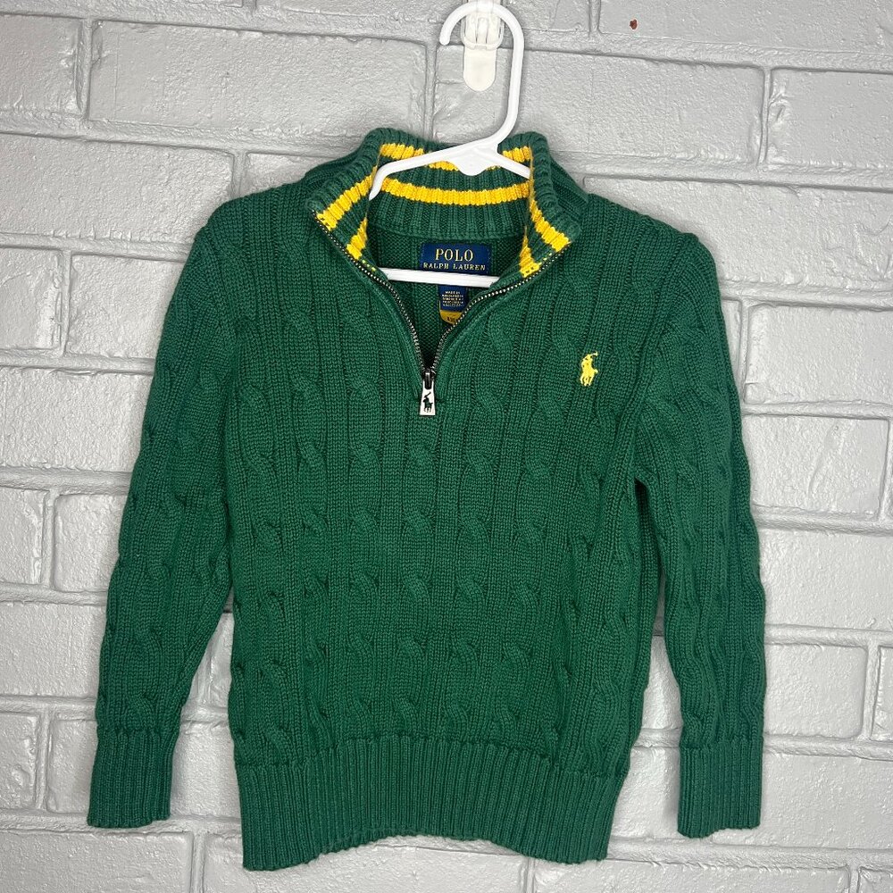 Polo Ralph Lauren Little Boys Cable-Knit Quarter-Zip Sweater.